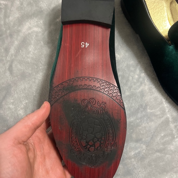 Green Velvet Red bottom Dress shoes Green Velvet Red bottom Dress shoes